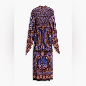 FARM RIO Black Forest Printed crepe de chine maxi dress medium nwt